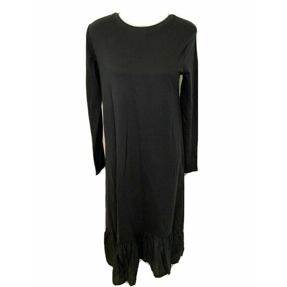 Zara Womens Solid Gray Crew Neck Long Sleeve Midi Shirt Dress Small - Picture 1 of 7